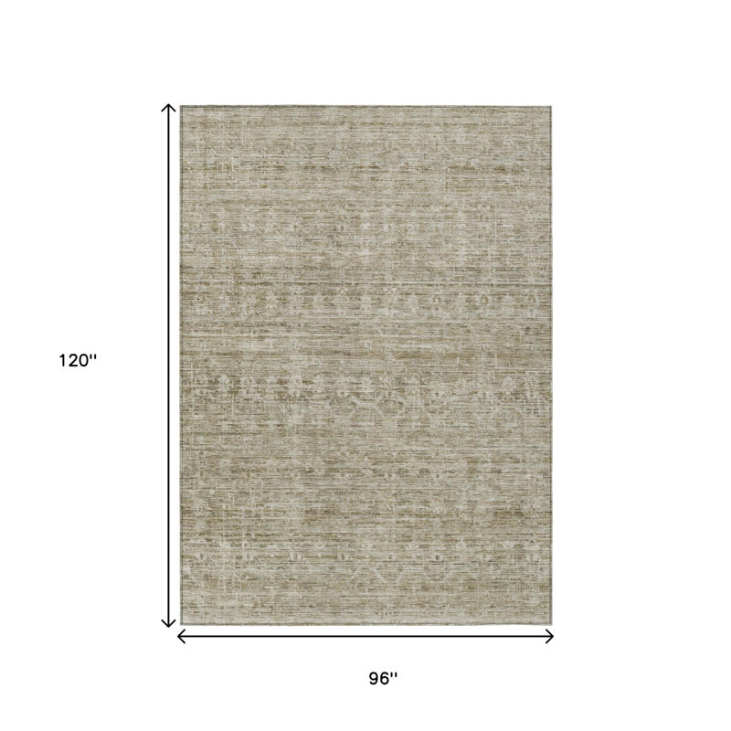 Tapis intérieur/extérieur lavable à rayures taupe et beige 2,44 m x 3,05 m