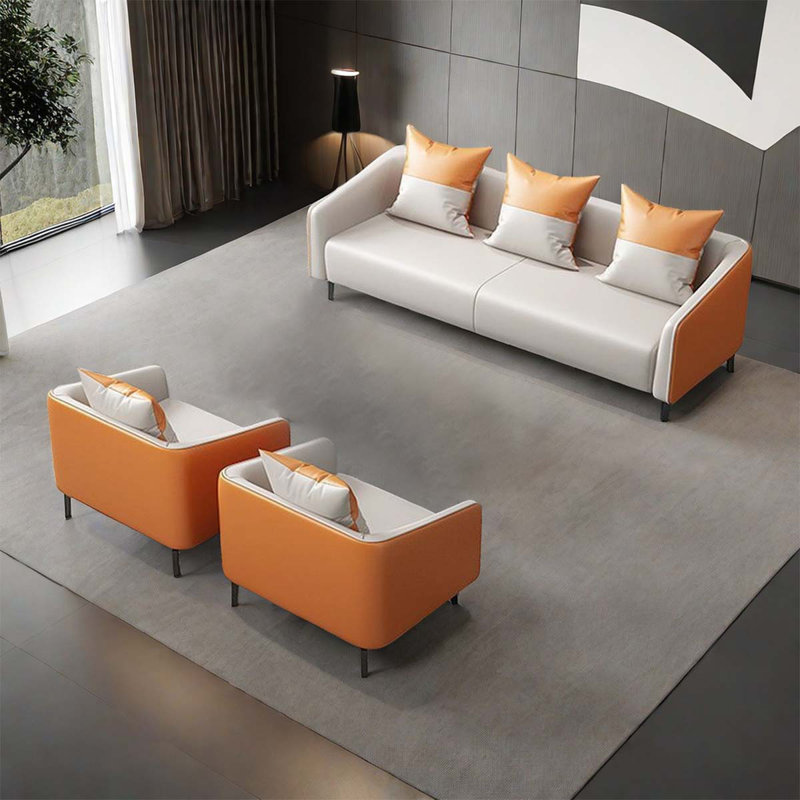 Ensemble de salon 3 pièces Rooshi, Similicuir orange