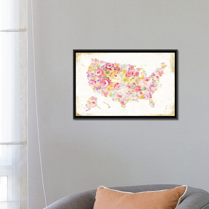 «Midsummer USA», impression sur toile tendue, Toile avec cadre flottant noir, L 26 po x H 18 po x P 1,5 po, Pas de tapis