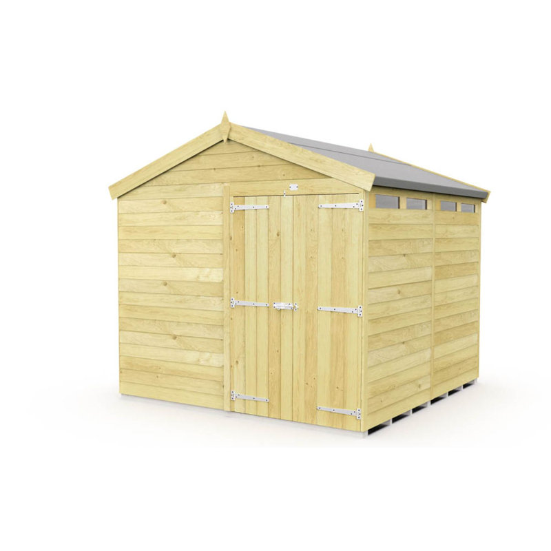 8ft x 8ft Apex Security Shed - Double Door