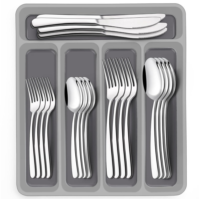 HUDSON & ASHTON LLC 40-Piece Silverware Set With Storage Box, Mirror-Polished, Dishwasher-Safe