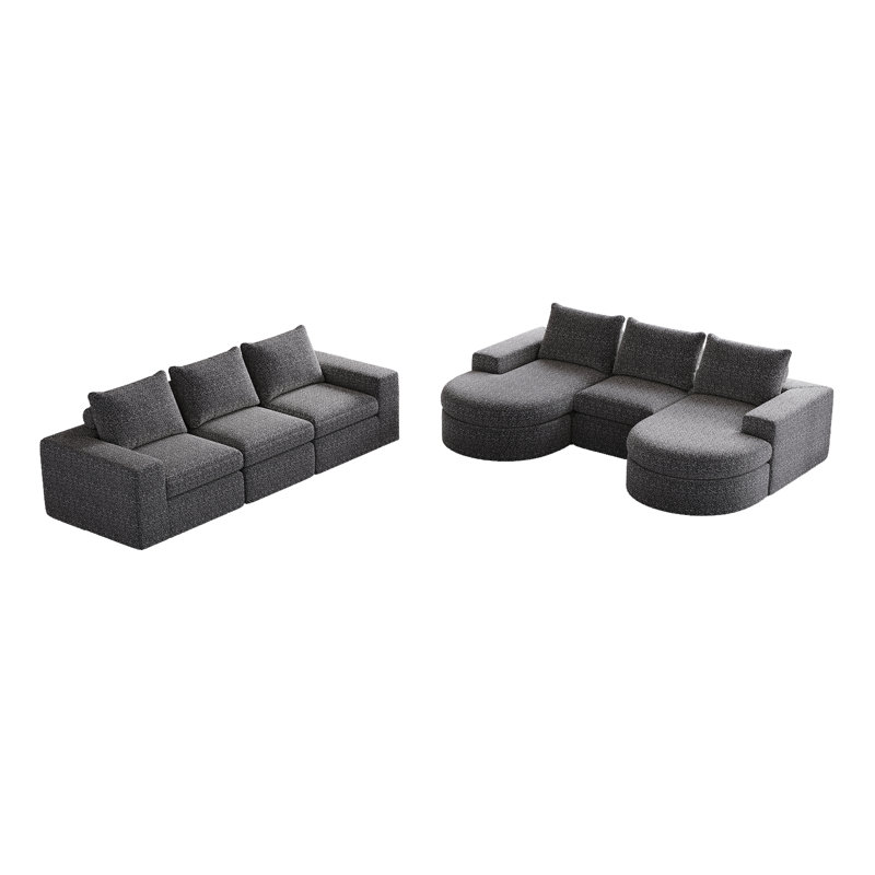 Canapé modulaire courbé avec méridienne Chenille Cloud