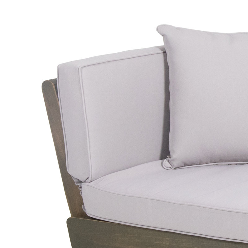 Lit de jour extensible avec coussins, canapé d'extérieur en bois d'acacia avec accoudoirs réglables, canapé convertible d'extérieur avec coussins et coussins amovibles pour patio, porche, bord de piscine
