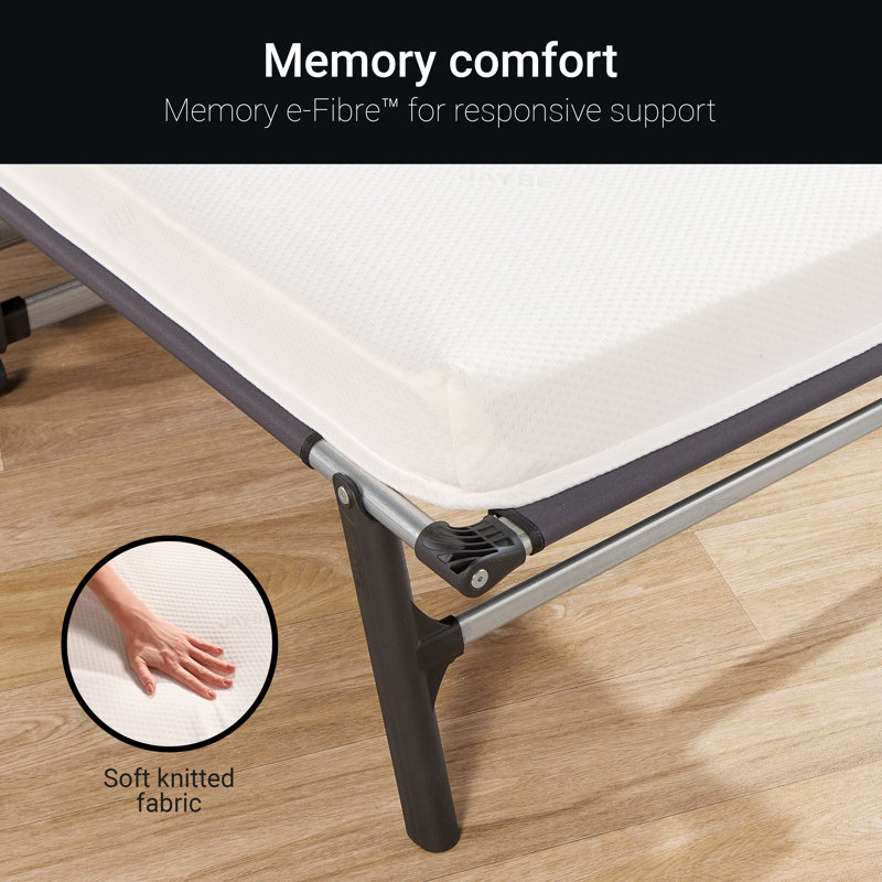 Jay-Be® RM80 Rollaway Folding Guest Bed with Memory Mattress, 360° Castors & Headboard, Single