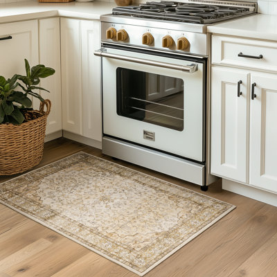 Redenhalk Area Rug Beige, Machine Washable Rug,Soft Accent Rugs,Non-Slip Non-Shedding Low-Pile Floor Carpet