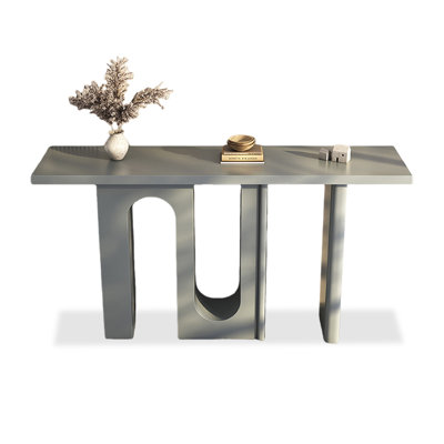Light Gray Wood Rectangular Shape Console Table