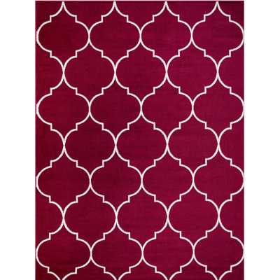 Tapis rouge marocain tissé à la machine tissé à la machine