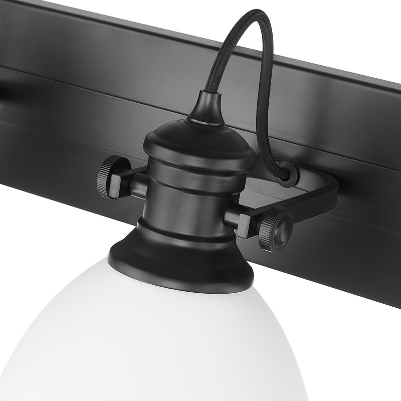 Hines 4-Light Vanity Light with Seeded Glass, White, Matte Black