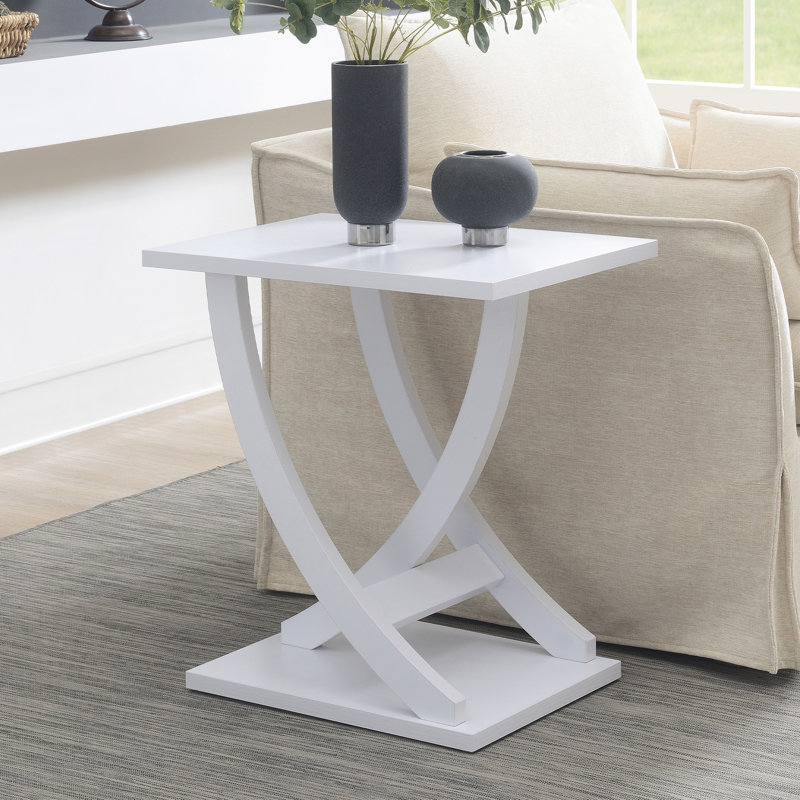 Arbri 22" W Criss-Cross Chairside End Table, White