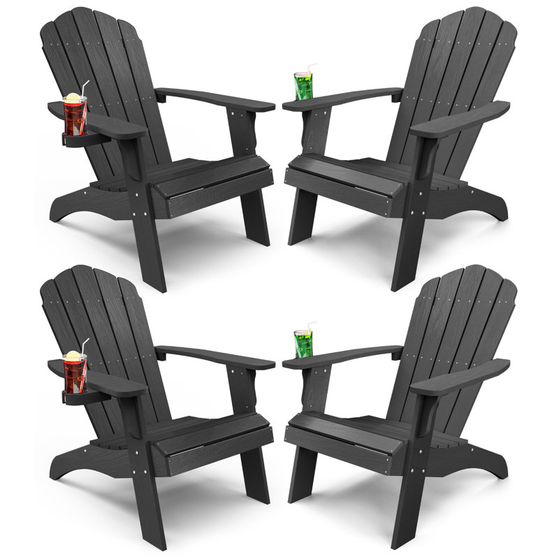 Oversized Plastic Adirondack Chair Sets, Black