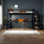 Lit mezzanine simple TG, peu encombrant, structure en métal et en MDF, conception multifonctionnelle moderne