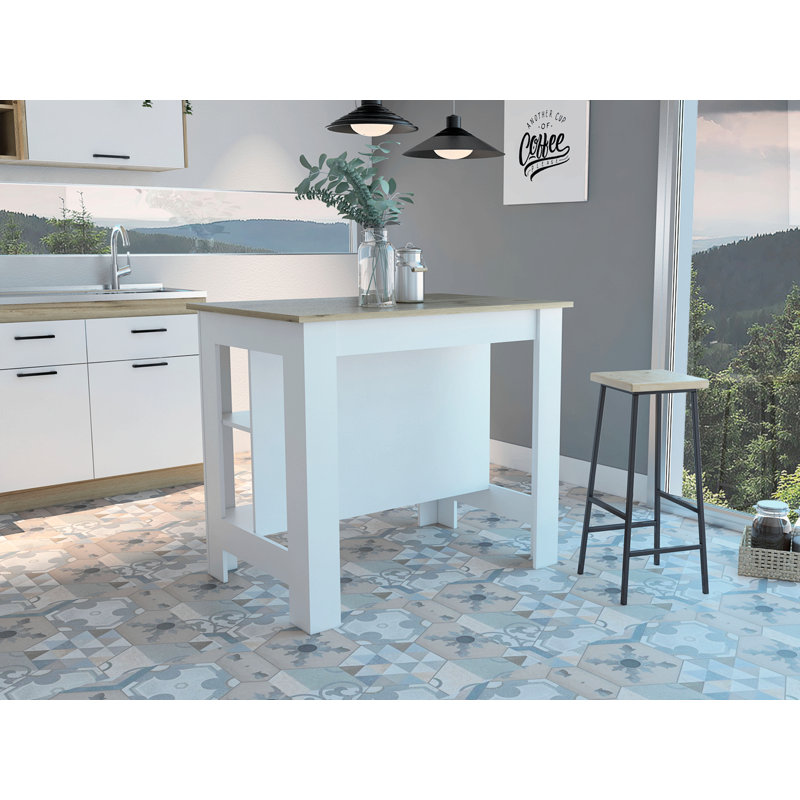 Îlot de cuisine, quatre pieds, trois tablettes