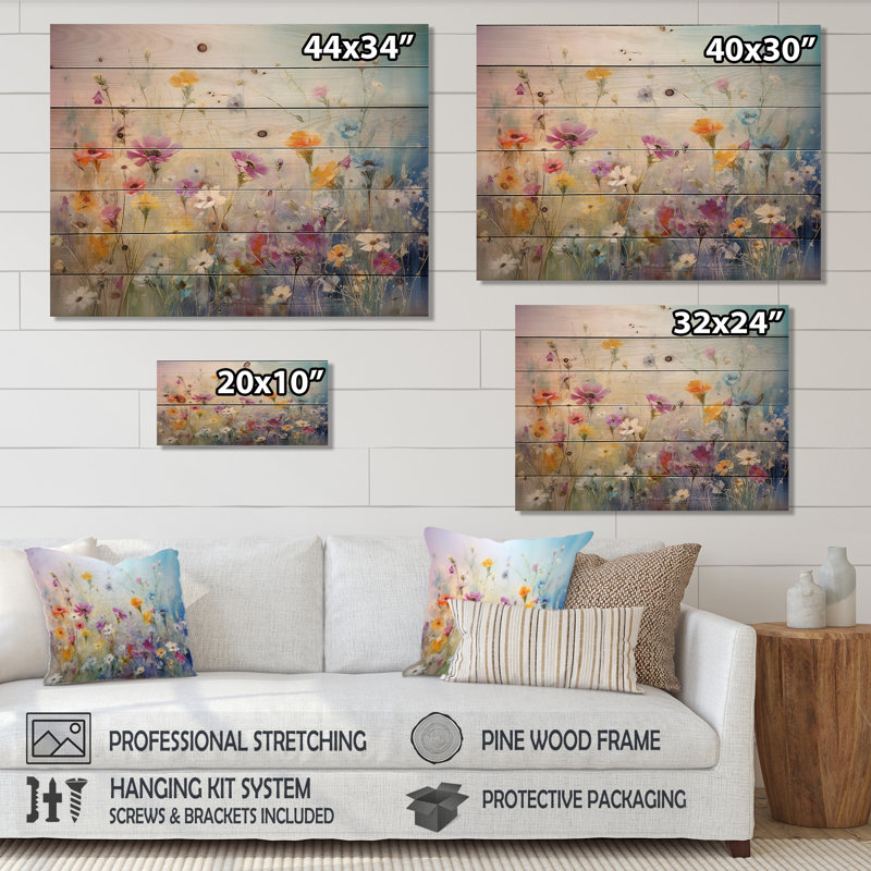Newman - Décoration murale en bois floral sur bois de pin naturel, H 30 po x l 40 po
