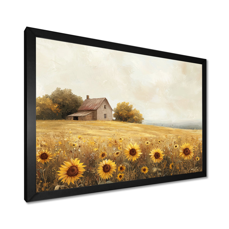 Diwan, tournesols au bord de la ferme I - tournesols, art mural, Reproduction encadrée d'une seule photo, H 12 po x l 20 po