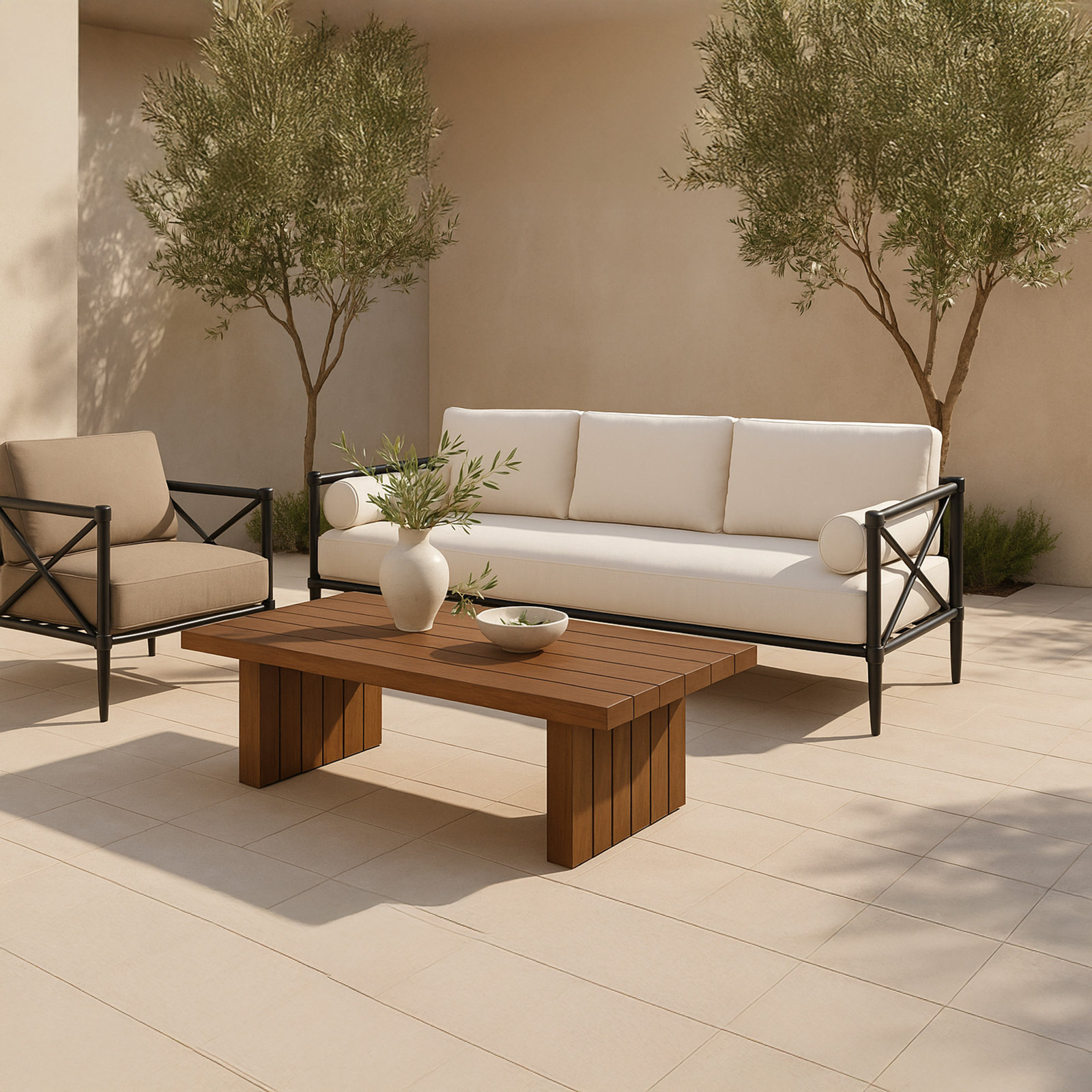 Odessa 80'' Wide Straight Metal Patio Sofa with Cushions