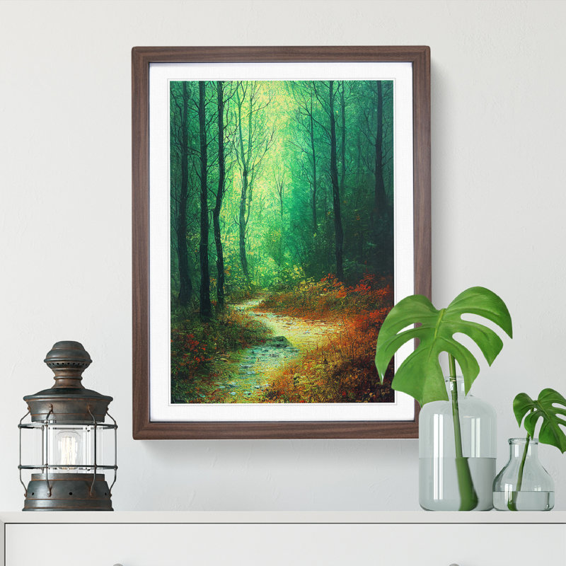 Pretty Forest - Single Picture Frame Painting, 46cm H x 34cm W x 2cm D, Walnut Framed