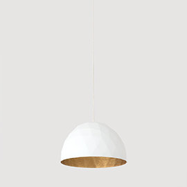 Sandown 1 - Light Dome Pendant, White, White/Gold, 90cm H x 35cm W x 35cm D