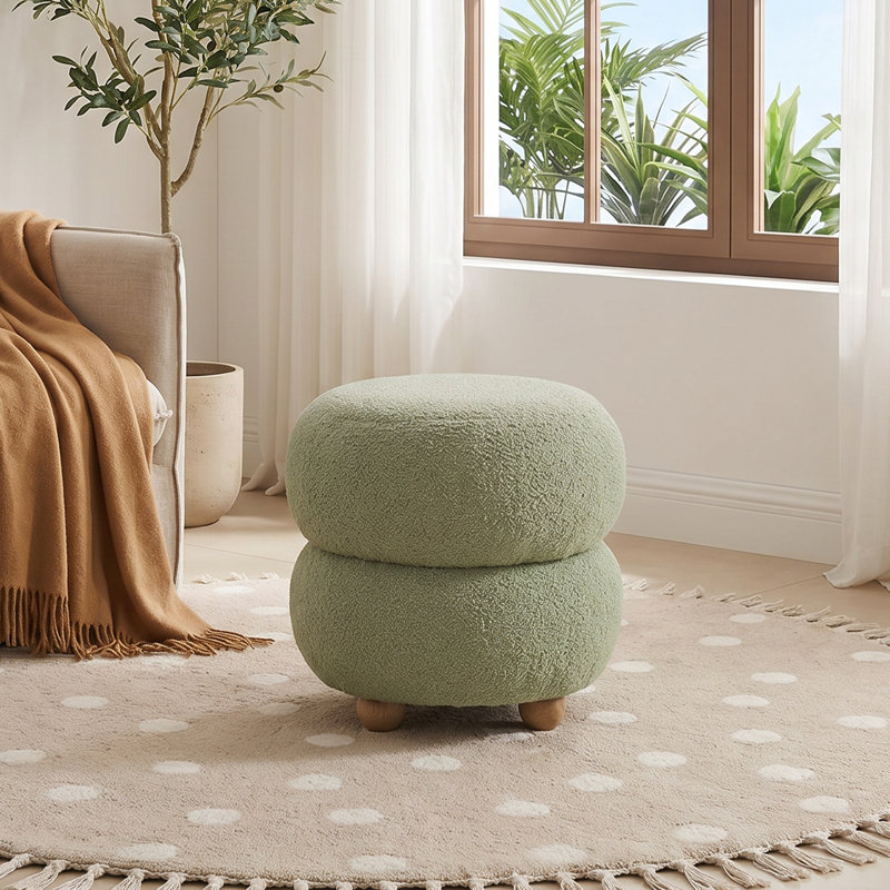 Solid Wood Accent Stool, Green