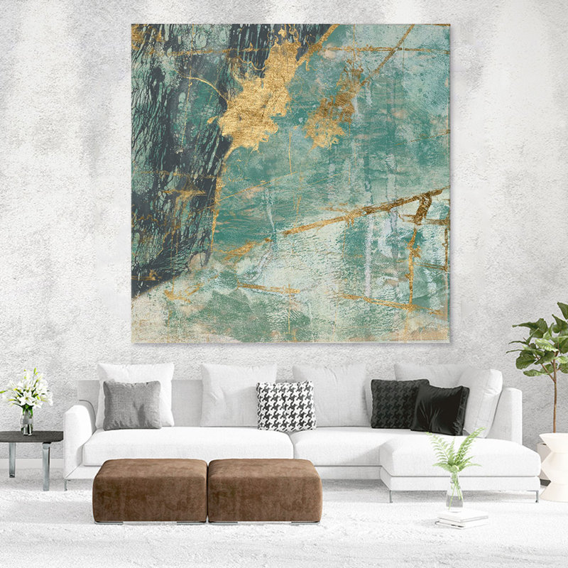 «Teal Lace I» par Jennifer Goldberger, reproduction d'art sur toile tendue, H 84 po x l 84 po x P 1,5 po