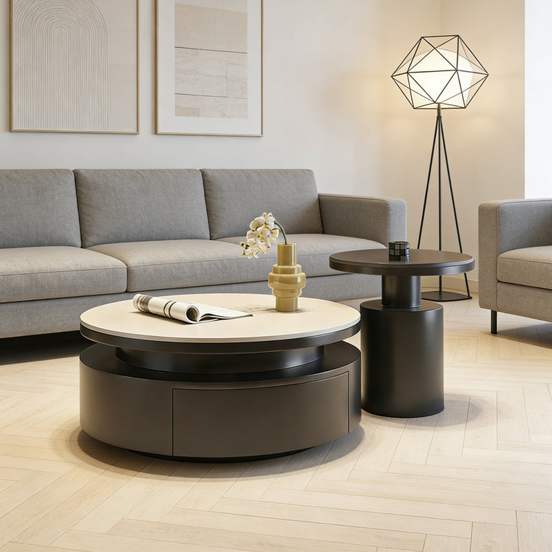 Table basse Elane , Noir, Blanc/Noir