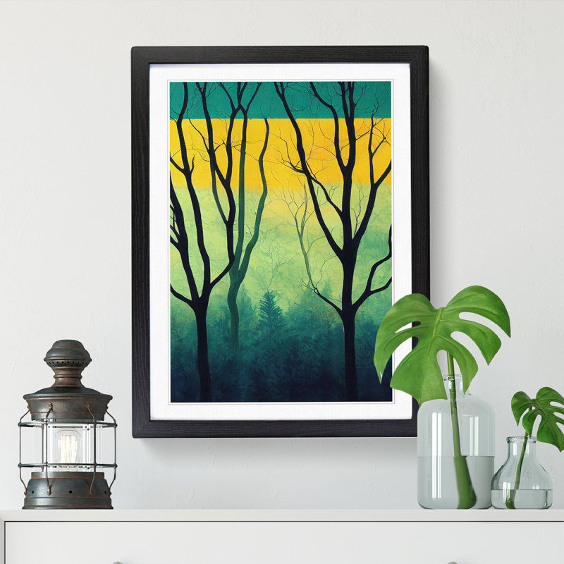 FRM-V0523-986X Forest Art Marbling Vol.2 1 Piece Wall Art, 34cm H x 25cm W x 2cm D, Black Framed