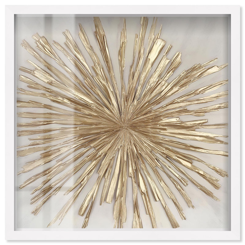 Golden Zenith Shadowbox Print Elegant Nature Art by Art Remedy, 17" H x 17" W, White