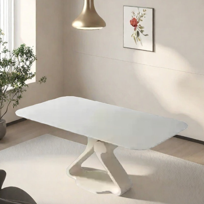 Table de salle à manger en pierre frittée de style crème, H 29,53 po x L 70,87 po x l 35,43 po
