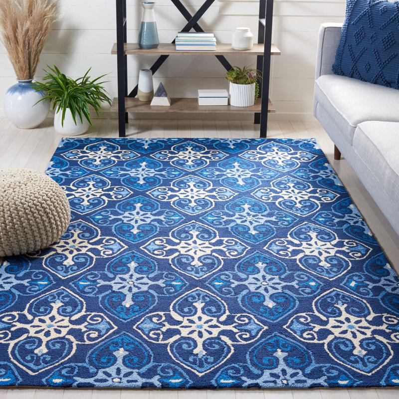 Mcentire Hand Hooked Performance Geometric Rug, Rectangle 3'6" x 5'6"