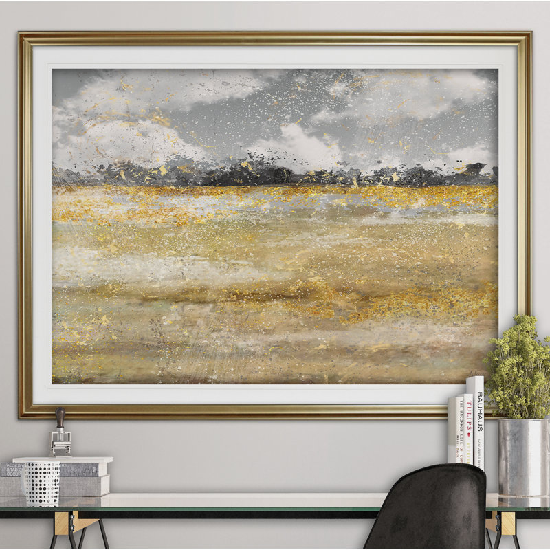 " Meadow Shimmer I ", Gold, 28" H x 38" W x 1.5" D