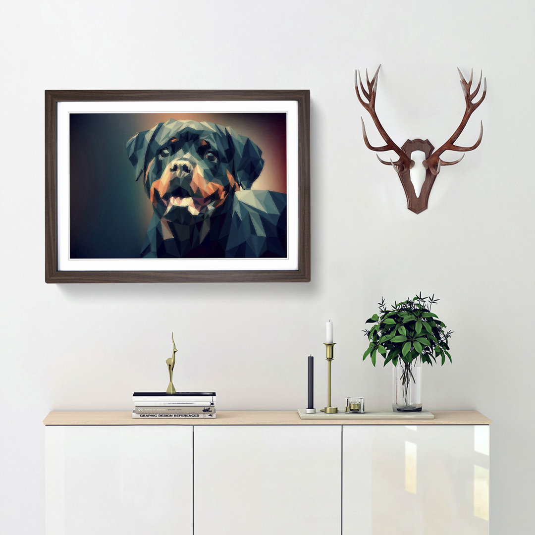 Geometric Rottweiler Dog in Abstract - Framed Print