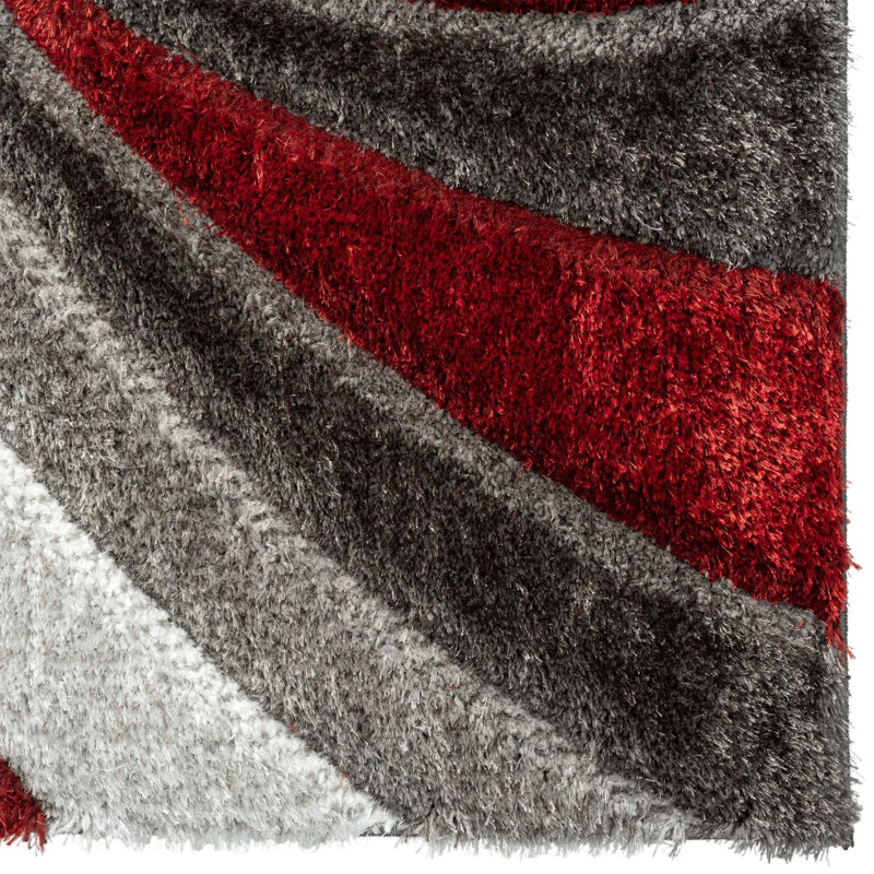 Tapis rouge à motif géométrique Koo, Rectangle 5 pi x 7 pi