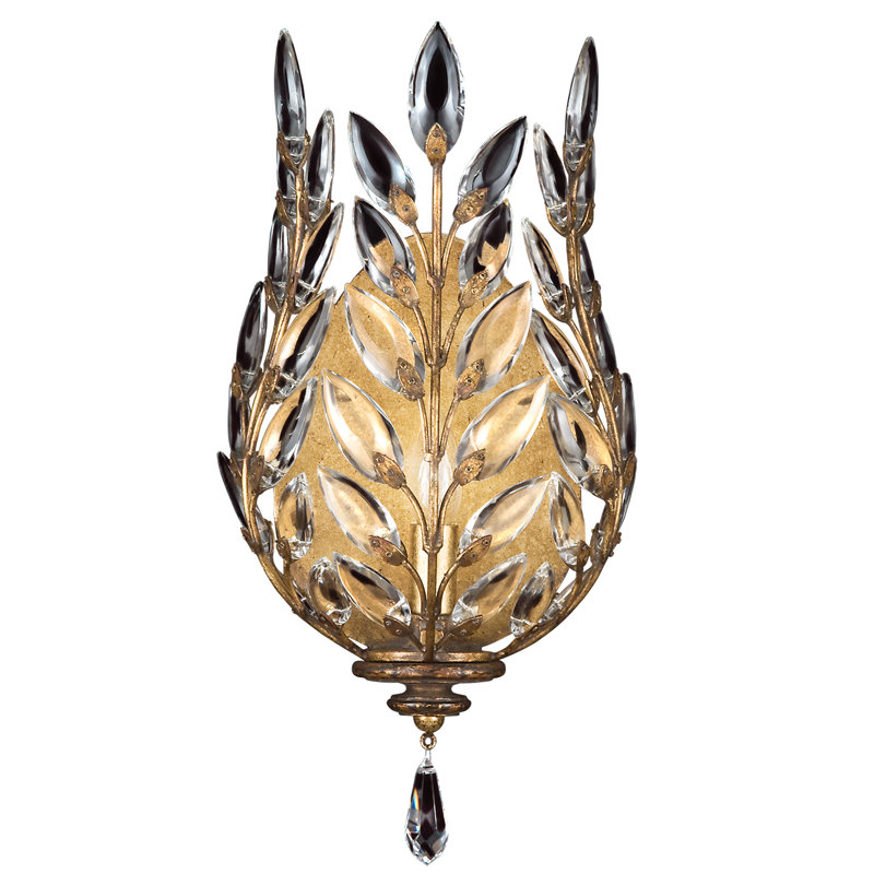 Applique en cristal Crystal Laurel, 8", Feuille d'or