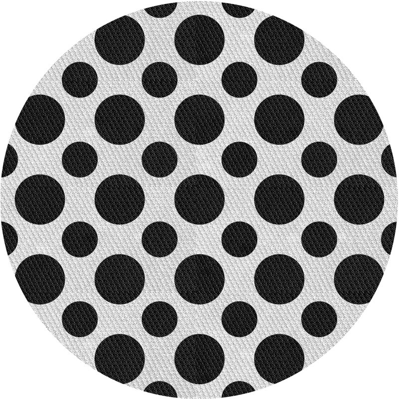 Tapis noir à pois, Rond 5 pi