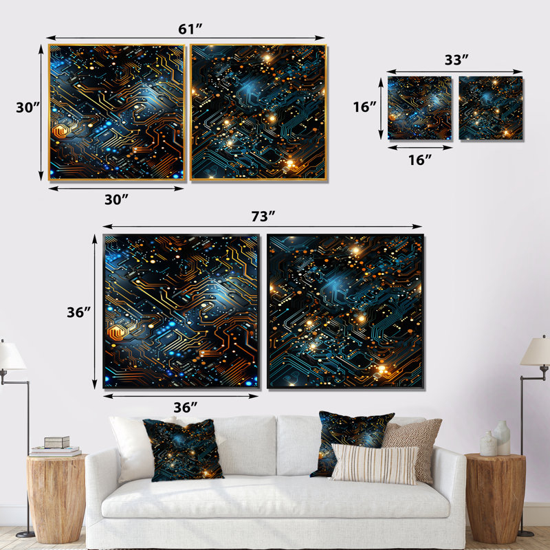 Bethany - Abstact Collages, ensemble de 2 impressions sur toile, Toile tendue, H 16 po x l 33 po x P 1 po