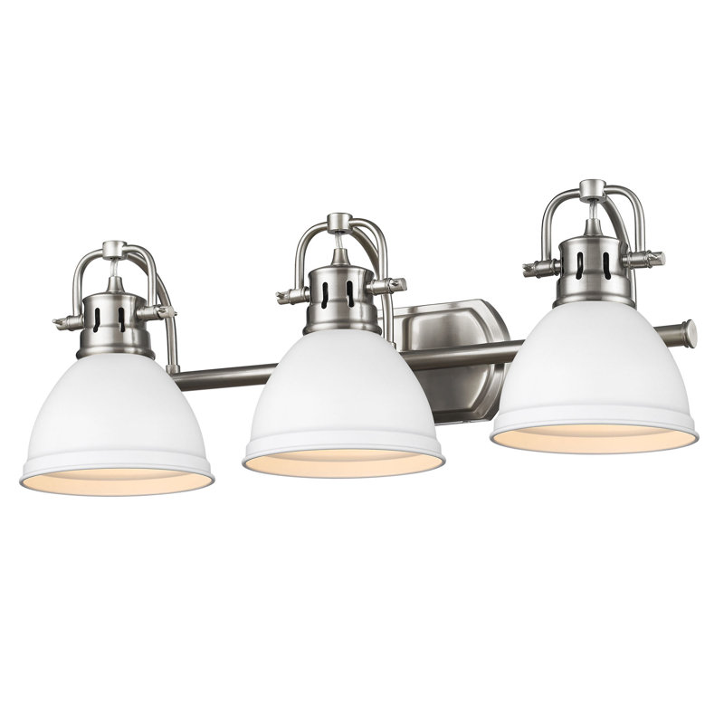 Éclairage pour salle de bain Drakeford, Étain, Blanc mat, Trois lumières