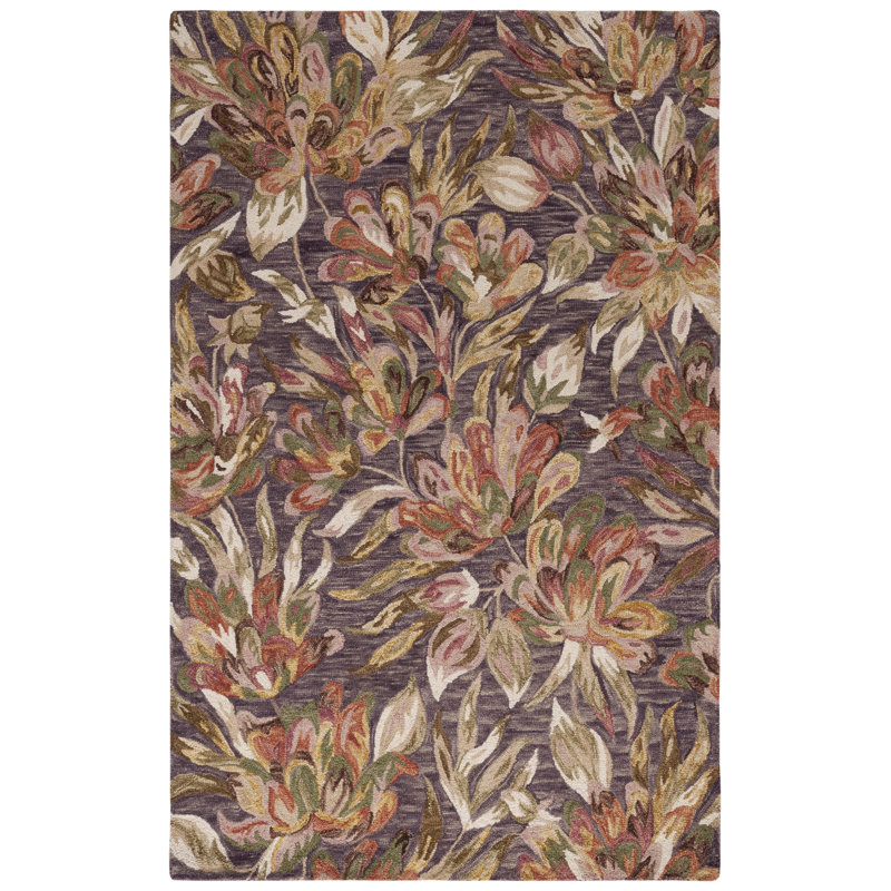 Tapis floral en laine / coton touffeté à la main Kamarli, Carré 6 pi