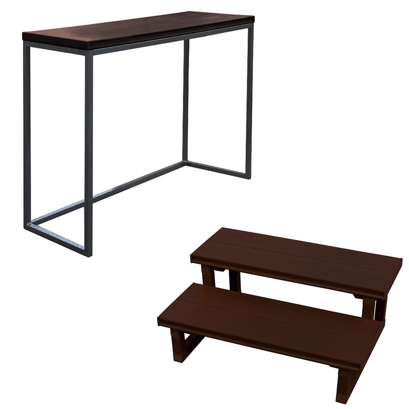 Smoke Synthetic 2-Tier Hot Tub Steps and Bar Set