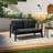 Solid Wood Teak Outdoor Loveseat With Cushion And Arms-8681603-8681607