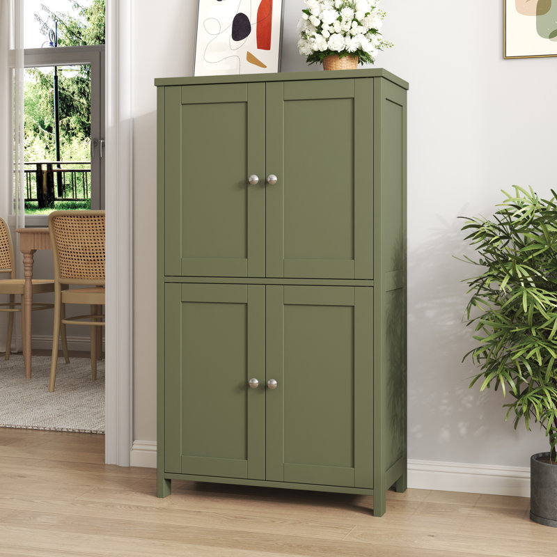 42.6" H Floor Storage Cabinet, Freestanding Cabinet With 4 Doors, Green
