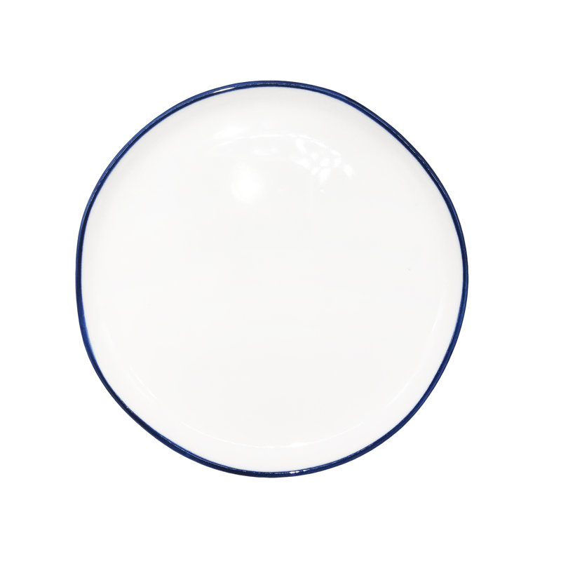 Assiette à hors-d'œuvre en porcelaine à jantes colorées Canvas Home Abbesses, Bleu