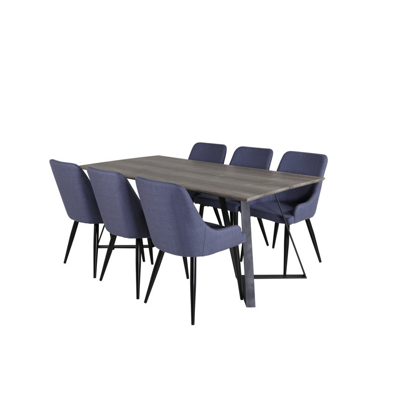 Rowe 6 - Person Dining Set, Blue