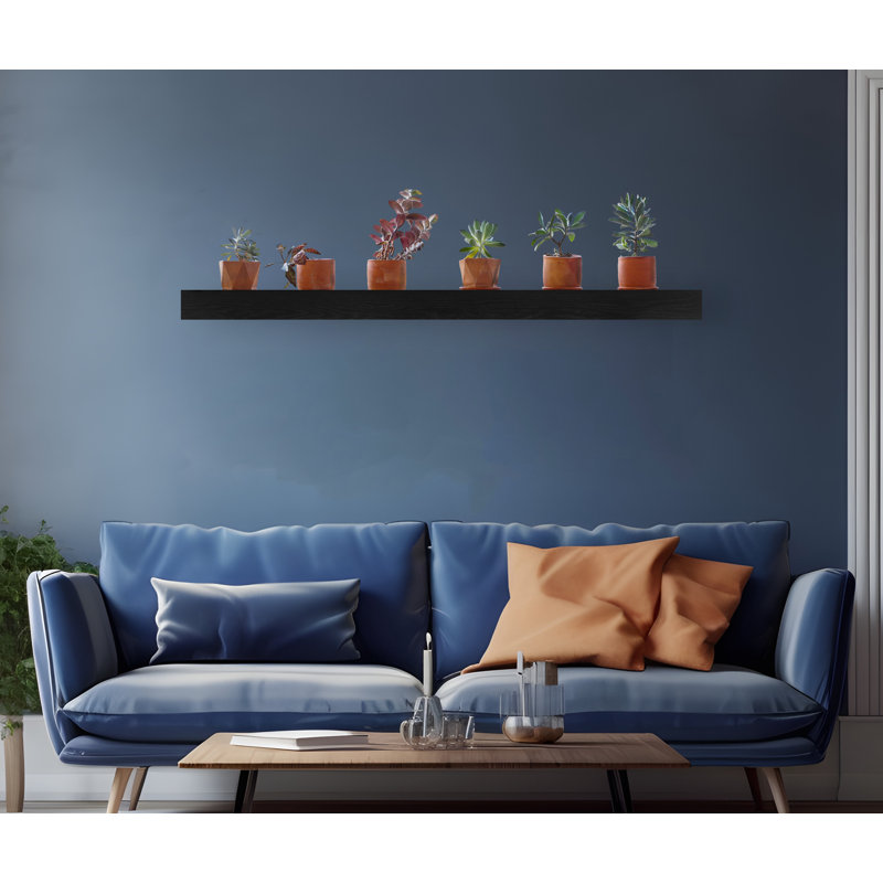 Chierika Oak Accent Shelf, Black, 4" H x 62" W x 4" D