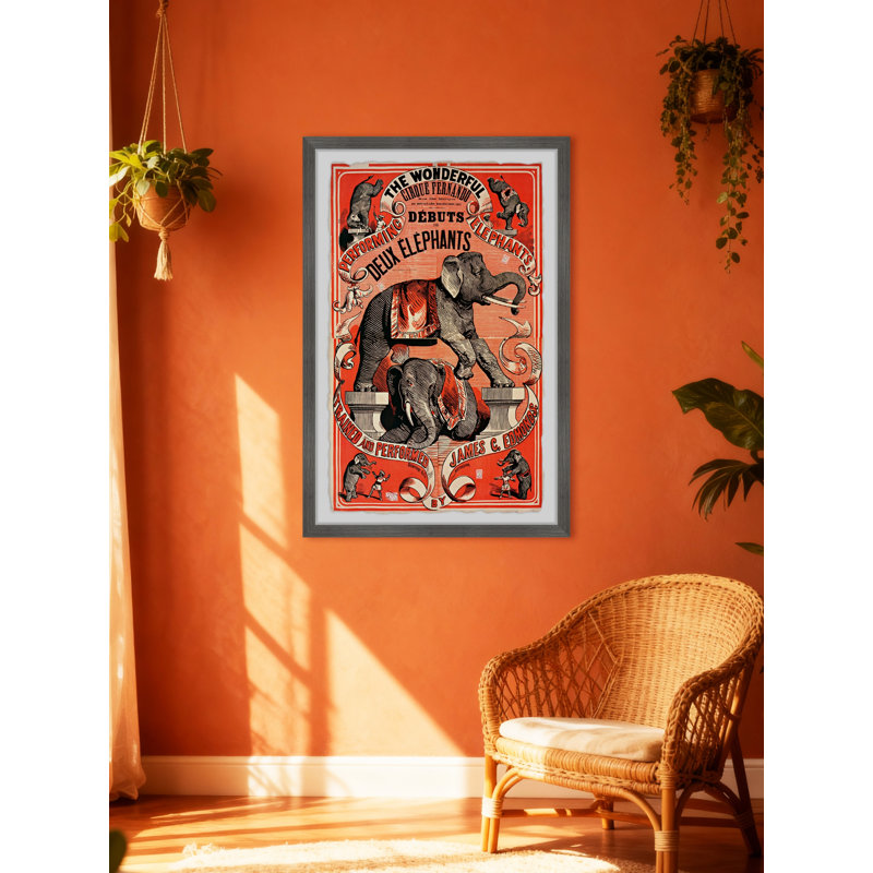 «Wonderful Elephants», reproduction encadrée, H 12 po x l 8 po