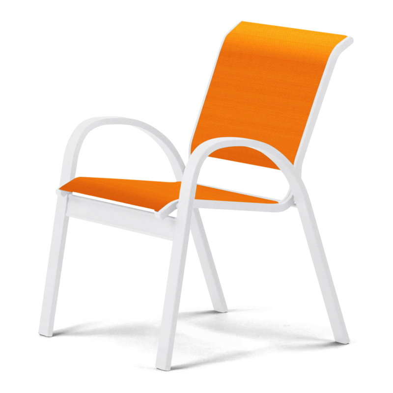 Aruba 1 Outdoor Dining Armchair, Textured Kona, Canvas Tangerine Sunbrella® Canvas