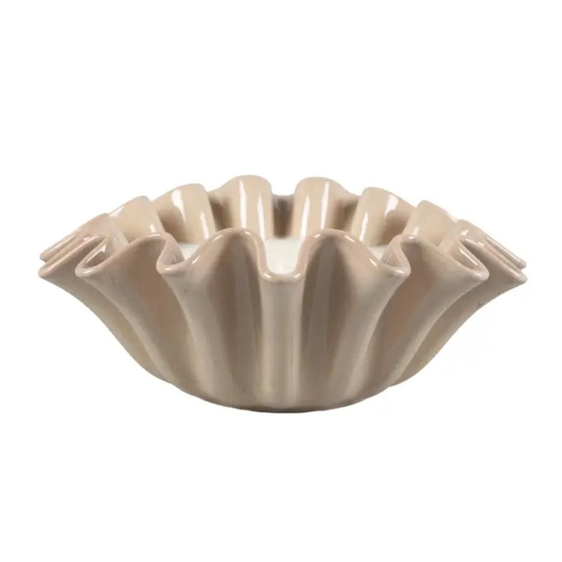 Bougie en céramique 17 oz à volants - Veranda (beige)