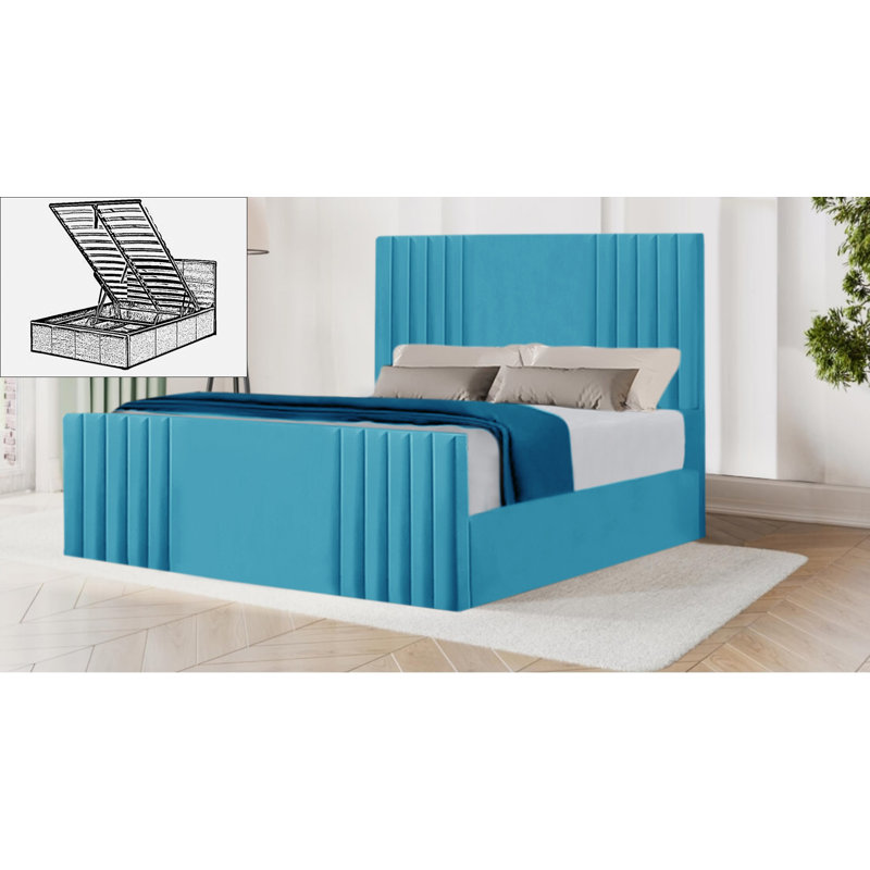 Bellissa Upholstered Ottoman Storage Bed, Small Double (4'), Teal