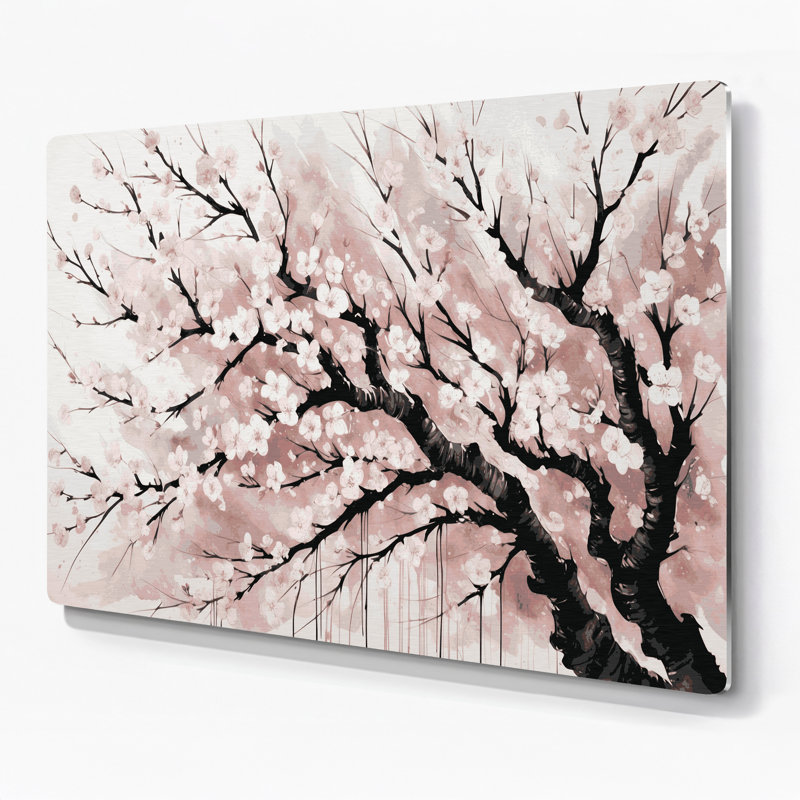 Art mural en métal Botanical Cherry Tree Branches, H 240 po x l 288 po x P 0,05 po
