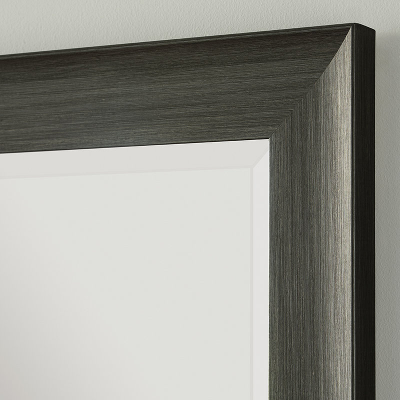 Greenlawn Curved Profile Grey Accent Wall Mirror, 76cm H x 129.5cm W, Dark Grey