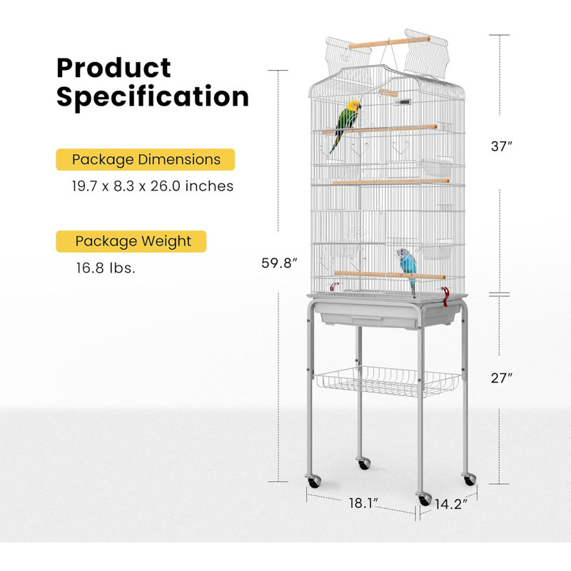 Cage à oiseaux avec roulettes Zora