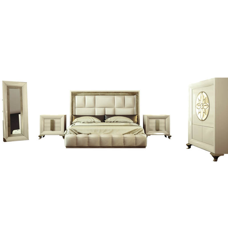 Annalya Piece Bedroom Set, King, High Gloss